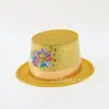 Directo de Fábrica Polvo Dorado Sombrero de Copa Estampado Feliz Año Nuevo Sombrero de Plástico de Moda Fiesta de Año Nuevo Logo Personalizado