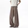 Pantalones plisados estilo Old Money, Pantalones largos casuales de pierna ancha, holgados, transpirables y finos para primavera/verano, Corte relajado, pierna recta