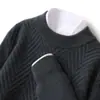 Nuevo Suéter de Lana Suelta Tejido Jacquard de Manga Larga de Cuello Alto Medio Estilo Coreano para Hombre Otoño/Invierno 2024