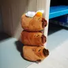 Cartão vermelho da rede pibara brinquedo de pelúcia pingente capivara fofo fofo boneca boneca bolsa acessórios para pendurar chaveiro boneca
