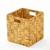 Cesta de Almacenamiento Hecha de Jacinto de Agua Tejido, Cesta de Almacenamiento Plegable Hecha a Mano, Más Vendida en Amazon, Almacenamiento Natural para Exteriores para Acampar