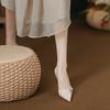 Estilo fada boca rasa couro envernizado pontudo salto alto bonito feminino estilo coreano design elegante lateral vazio salto fino sapatos