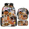 Mochila Transfronteriza Nueva Llorido Nocturno de Navidad Halloween Mochila de Poliéster Mochila de Estudiante Bolso Bandolera Set de Tres Piezas