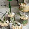 Nuevo Estilo Nacional Chinoiserie Tubo de Bambú Mesa de Postres Adornos de Decoración para Pasteles Cesta de Bambú Vaporera Cabeza de Panda Gomoso Enchufe de Disfraz