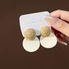 Aretes de Aguja de Plata Estilo Retro Hong Kong Ocio Arte Estilo Vacacional Madera Calada Creativos Tejido de Rafia Aretes de Moda para Mujer