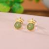 Yilu Prata Esterlina S925 Banhado a Ouro Jade Hetian Jaspe Fivela da Paz Personalidade Criativa Brincos de Prata Stud Tendência