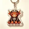 Chaveiro de Vaca das Terras Altas de Halloween Acrílico Fofo Desenho Animado Bezerro Pingente Charme para Bolsa de Festival Estilo Americano
