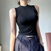 Famoso en Internet Plano para Color Sólido Básico Ajustado Ajustado Cuello Redondo Chaleco Ropa Exterior de Chica Dulce Top Interior Ajustado a la Figura