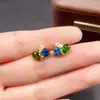 Pendientes de Diópsido Natural Transfronterizos de Amazon Plata S925 Piedra Principal 5*5+4*6 Joyería de Lujo Venta Directa de Fábrica
