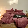 Juego de cuatro piezas de terciopelo de leche engrosado de color sólido simple Invierno suave cálido terciopelo coral terciopelo de doble cara sábana funda nórdica