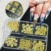 Decoraciones para Uñas de Arte de Uñas Nuevas Transfronterizas Conchas Doradas y Plateadas Perlas de Caracola Estrella de Mar Remaches Mixtos de 6 Compartimentos Accesorios para Uñas Venta al por Mayor
