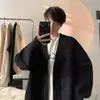Cárdigan de punto liso de diseño, cárdigan de primavera y otoño, suéter abrigo estilo japonés Mori-kei negro