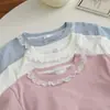 Camiseta para Niña con Cuello de Muñeca de Encaje, Top Casual de Manga Corta, Top de Verano de Manga Corta con Adorno de Encaje Verano 2026