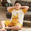 Pijama de verano delgado de algodón con mangas cortas para niño gordo, talla grande, dibujos animados, ropa para aire acondicionado, traje de moda