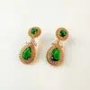 Brincos Longos Exagerados Brincos de Rubi Luxuosos Zircônia Esmeralda Vintage Joias Palacianas Medievais Brincos