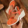 Sandalias de Moda Más Vendidas en Aliexpress Estilo Nuevo Punta Cerrada Tacón Cuña Plataforma Gruesa Tira Impermeable Tacón de Alpargata Sandalias de Exportación