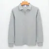 Moletom Jacquard Seersucker de Alta Qualidade com Gola Seagull Tricô Suéter Gola V Lavável à Máquina Camiseta Camisa Polo Manga Longa Masculina
