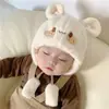 Gorros de Invierno Lindos para Niños y Niñas, Gorros Cálidos de Felpa para Bebé, Orejas Redondas Lindas de Dibujos Animados, Gorros Gruesos con Protección para las Orejas
