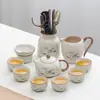 Lujo Ligero de Gama Alta Horno Ru Juego de Té Kung Fu para el Hogar Cerámica China Tetera Taza de Té Bandeja de Té Pequeña Juego de Regalo