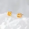 Pendientes de botón Nalan de Plata de Ley S925 con Cristal Amarillo Cuadrado de Cuatro Garras Exquisitos Simples Estilo Ins Diseño de Nicho M07911