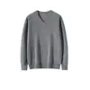 Outono Inverno Masculino Gola V Simples Lã Cashmere Quente Suéter 100% Cashmere Puro Casual Solto Camada Base