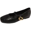 Sapatos de Salto Baixo com Bico Shallow Estilo Vento de Noite Francês 2026 Primavera Novo Estilo Coreano Sapatos Pequenos de Couro Sapatos Mary Jane Retrô de Fundo Plano