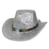 Nuevo sombrero de vaquero western dorado para mujer, sombrero de lana para escenario, sombrero de comercio exterior, sombrero de fiesta para hombres y mujeres, sombrero festivo transfronterizo al por mayor
