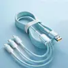 Cabo de Dados Três em Um com Gradiente Personalizado, Cabo de Carregamento Transparente de Carregamento Rápido de 65W Adequado para Apple, Huawei e Android