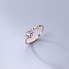 Anel de Prata S925 Ailoch Ailoch Feminino Diamante Borboleta Flor Yang Olho de Gato Sintético Anel J8578