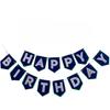 Suministro Exclusivo Transfronterizo de Fieltro Azul Decoración de Fiesta de Cumpleaños Inglés de Fieltro Decoración de Banner de Cumpleaños Guirnalda de Banderines Hecha a Mano