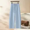 Pantalones de pierna ancha de algodón Tencel para mujer, nuevo estilo de otoño, 2026, de moda, cintura alta, sueltos, con caída, casuales