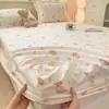 2026 Novo Estilo Algodão Puro Fresco Estampado Lençol Protetor de Colchão Camada Única Cobertura de Cama Sarja Roupa de Cama