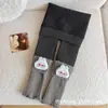 Leggings Gruesos Forrados de Polar para Niñas de Otoño e Invierno, Ropa Exterior Cálida con Puños de Calcetín Labubu