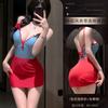 Gui Yun lencería sexy tentación pura traje de baño a cuadros de una pieza traje de uniforme estilo red-hot de dos piezas qqny