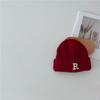 Colores de Moda ~ Versátil Gorro de Punto Coreano para Niños Color Puro Morandi Letra para Bebé Niño y Niña Gorro de Lana Invierno