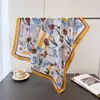 Lenço Estampado Fresco e Simples de Seda Sintética, Xale de Alta Qualidade, Lenço de Pescoço Versátil, Lenço Quadrado Pequeno, Lenço de Cabeça, Lenço para Mulheres