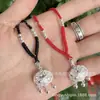 Collar Colgante de Fortuna con Filigrana Hueca de Plata de Ley para Pareja Pulsera Trenzada de Hilo Rojo DIY Una Pieza Venta al por Mayor