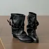 Botas de Plataforma con Tacón Grueso Negras para Mujer Otoño 2026 Estilo Nuevo Para Personas Bajas Para Usar con Faldas Estilizando Botas de Apertura Corta Estilo Coreano