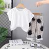 Conjunto de ropa de verano para niña, 2025, informal, de manga corta, estilo occidental, para niño, conjunto de dos piezas
