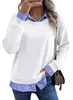 Otoño 2026 Nuevo Estilo Europeo y Americano de Amazon Sudadera Casual de Moda de Manga Larga para Mujer con Cuello Solapa Falsa de Dos Piezas con Retazos