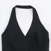 Comércio Exterior Atacado Novo Verão Nova Roupa Feminina Estilo Europeu e Americano Fashionável Versátil Gola Halter Smoking Sem Mangas Colete Top