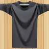 Nueva Camiseta Base para Hombre de Primavera y Otoño, Camiseta de Manga Larga de Color Sólido, Cuello Redondo para Hombre, Tallas Grandes de Color Sólido