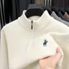 Pelo de Vison Inverno Macacão Completo Lã Grossa Masculino Zíper Gola Alta Suéter Masculino Quente Tricô de Inverno Camada de Base