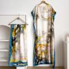 Vestido de Estilo Túnica Africana de Venta Caliente Transfronterizo, Falda de Seda Sintética, Vestido Talla Grande, Conjunto de Dos Piezas con Chal Protector Solar, Estampado al por Mayor