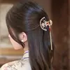 Elegancia de Perla en Forma de Abanico - Pasador para el Cabello Estilo Antiguo con Borla Hanfu Nuevo Estilo Chino en Forma de Abanico para Peinados Semirecogidos