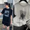 Yuran 26 Estilo Nuevo de Principios de Primavera Algodón Orgánico Suave Estampado de Conejo Pulido Puntada de Contraste Silueta Camisa de Manga Corta