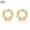 Pendientes Jinse Love, pendientes femeninos de circonita brillante, pendientes coreanos, joyería de circonita cúbica de nicho simple.