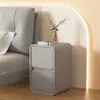Mesa de cabeceira de madeira maciça estilo creme, armário organizador para maquiagem, mesa de cabeceira ultranarrow, criado-mudo para quarto, armário organizador para espaços pequenos