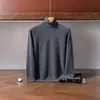 Suéter de cachemira para hombre transfronterizo, color liso, tejido de punto pullover, cálido para otoño e invierno, cuello alto, capa base, lujo ligero, estilo simple