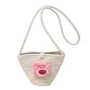 Bolso de paja para mujer, novedad de verano 2023, bonito bolso de hombro tejido a la moda con dibujos animados, bolso bandolera informal tipo cubo